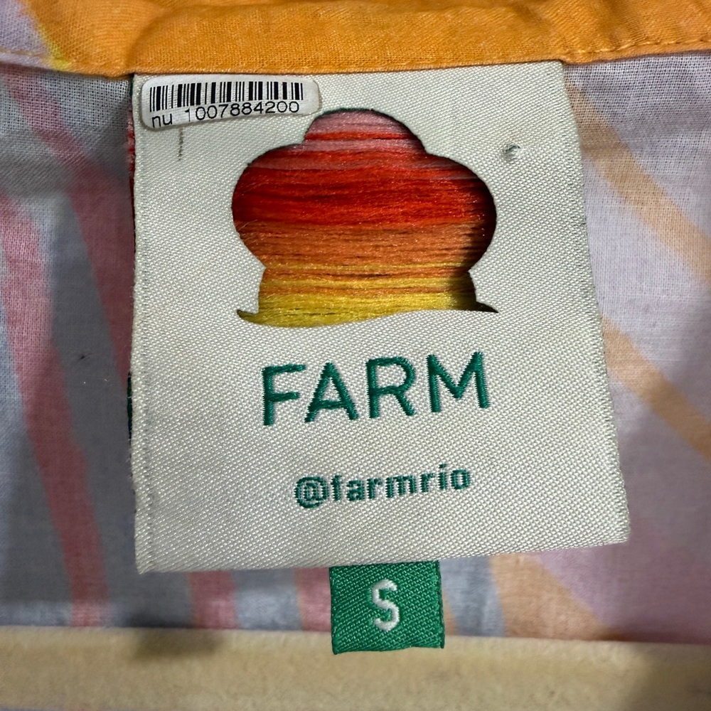 FARM Rio Size Small Neon Macaws Puff Sleeve Cropped Blouse - Picture 4 of 7